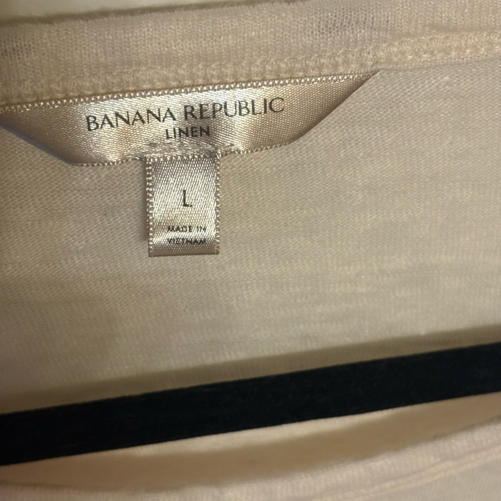Banana Republic 100% Linen Light Cream Short Sleeve Top Size L - Picture 4 of 6